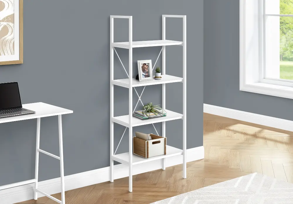 Winston 48-Inch White Modern Bookshelf-1