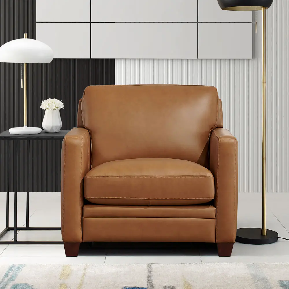 Como Cognac Brown Leather Chair-1