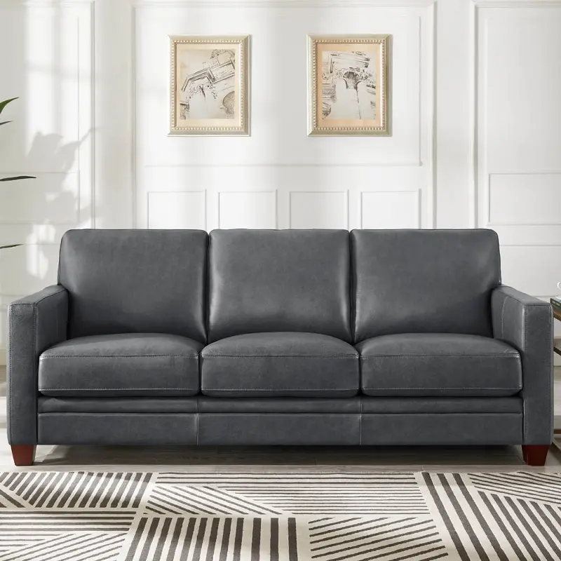 Como Chico Steel Gray Leather Sofa | RC Willey