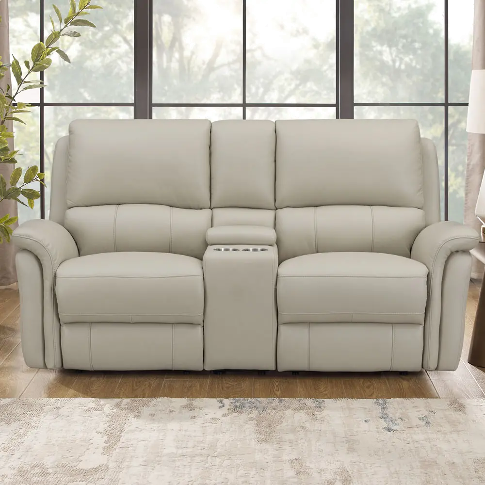 Tyler Vanilla White Zero Gravity Power Reclining Loveseat with Console-2