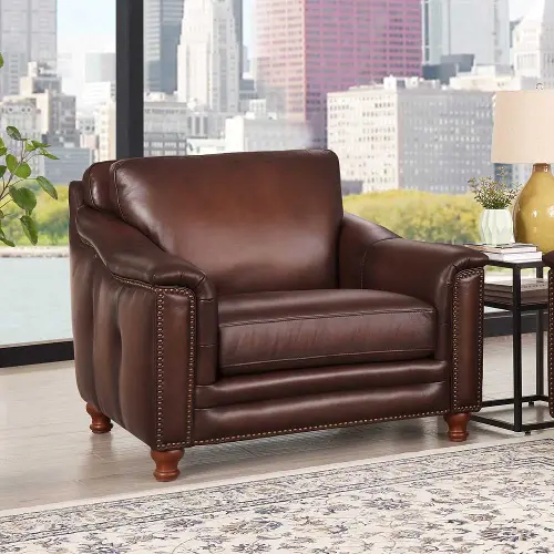 Caramel discount leather chair