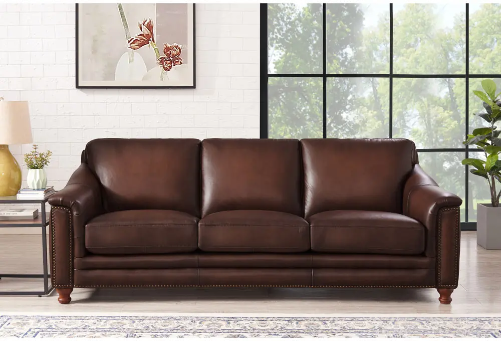 Billingham Caramel Brown Leather Sofa-1