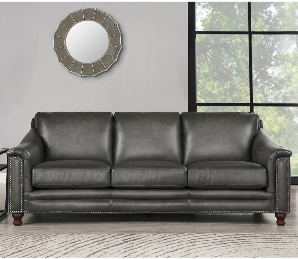 113401670 Billingham Ash Gray Leather Sofa sku 113401670