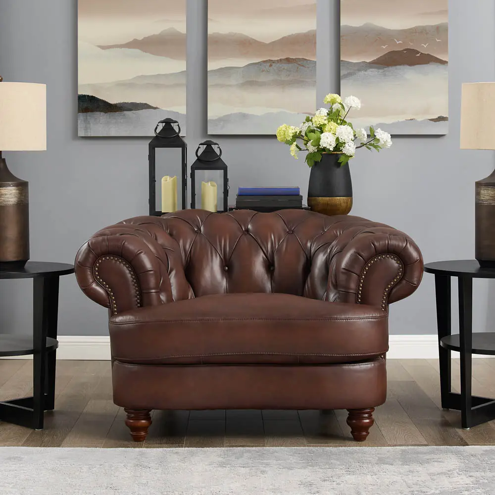 Nottingham Caramel Brown Leather Chair-1