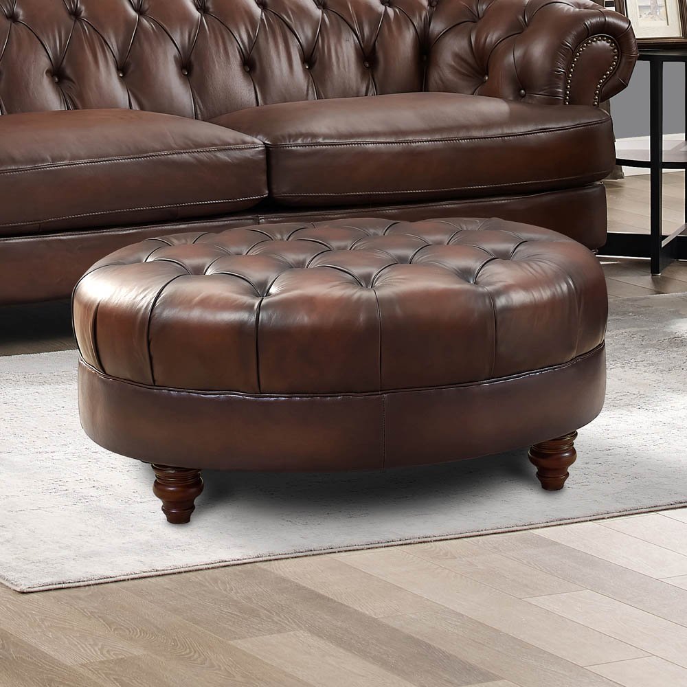 113401728 Nottingham Caramel Brown Leather Ottoman sku 113401728