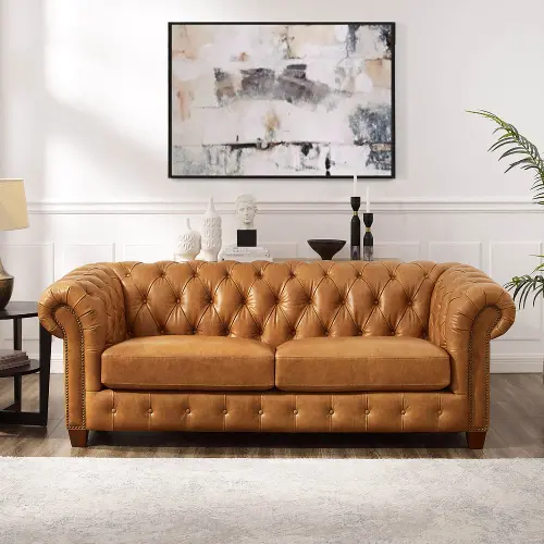 Saddle on sale brown sofa