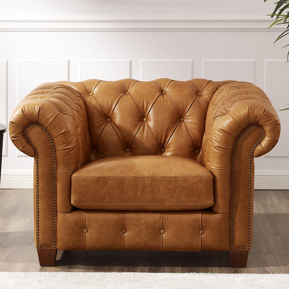 113401906 Versailles Saddle Brown Leather Chair sku 113401906