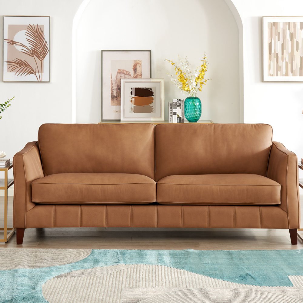 113402030 Sara Saddle Brown Leather Sofa sku 113402030