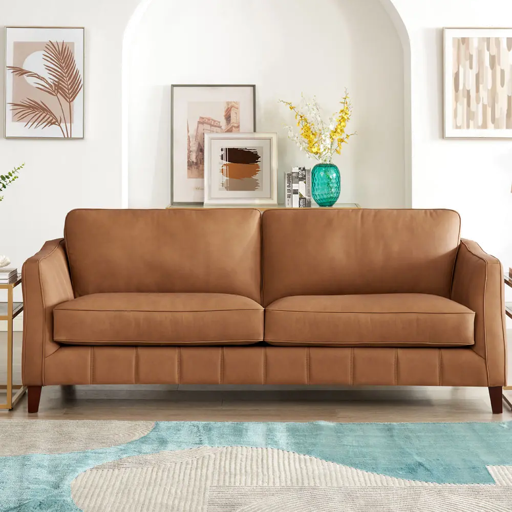 Sara Saddle Brown Leather Sofa-1