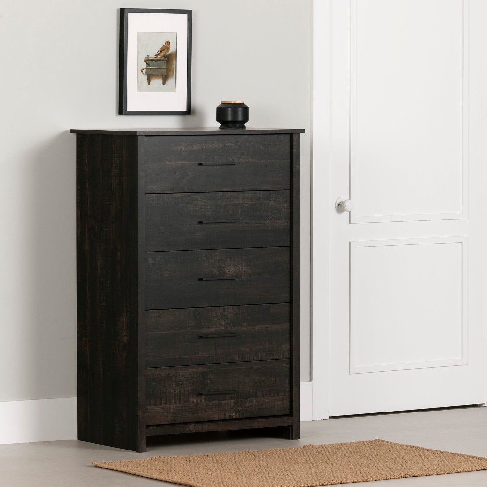 Fernley Rubbed Black Chest of Drawers - South Shore