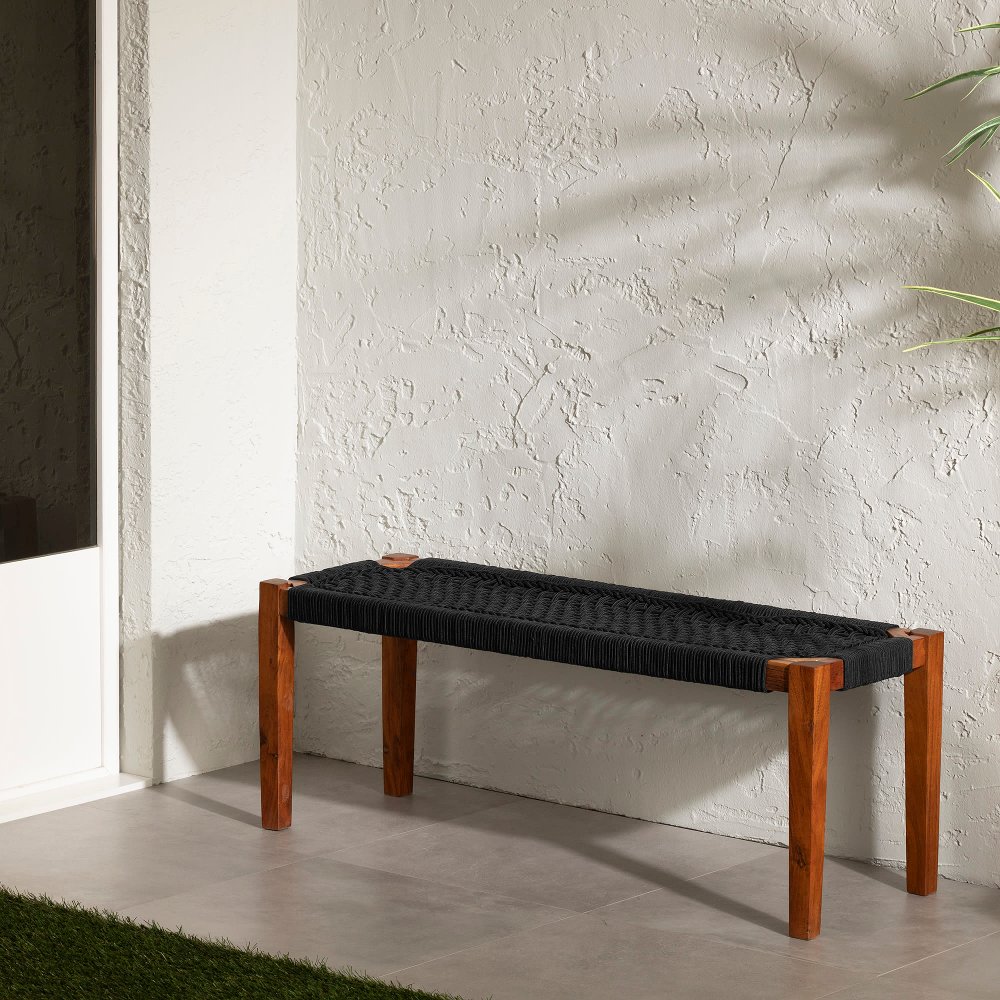 Agave Black Natural Wood Bench - South Shore