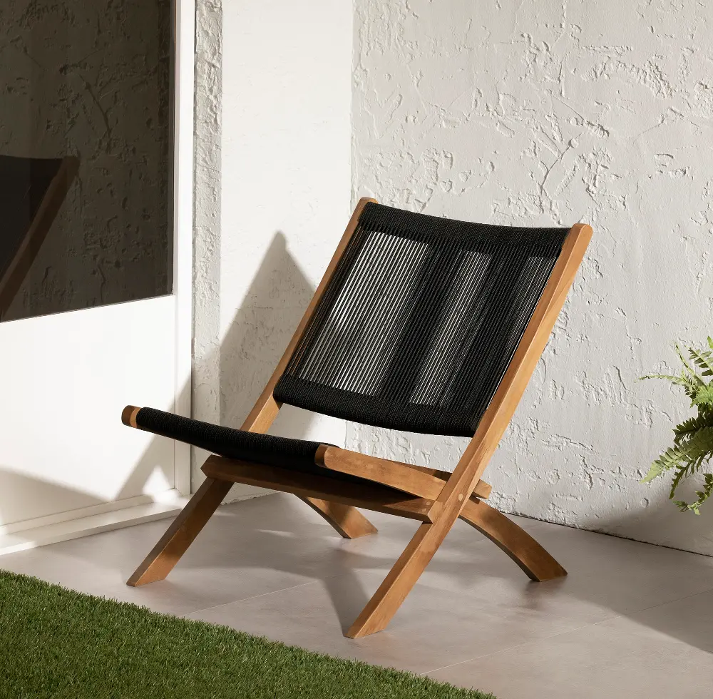 15180 Agave Black Natural Wood Lounge Chair - South Shore-1