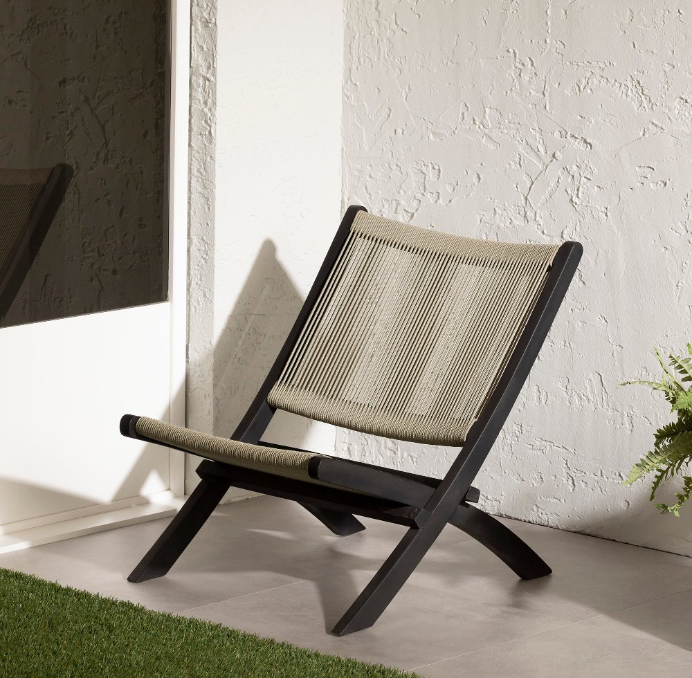 Agave Beige Black Wood Lounge Chair - South Shore