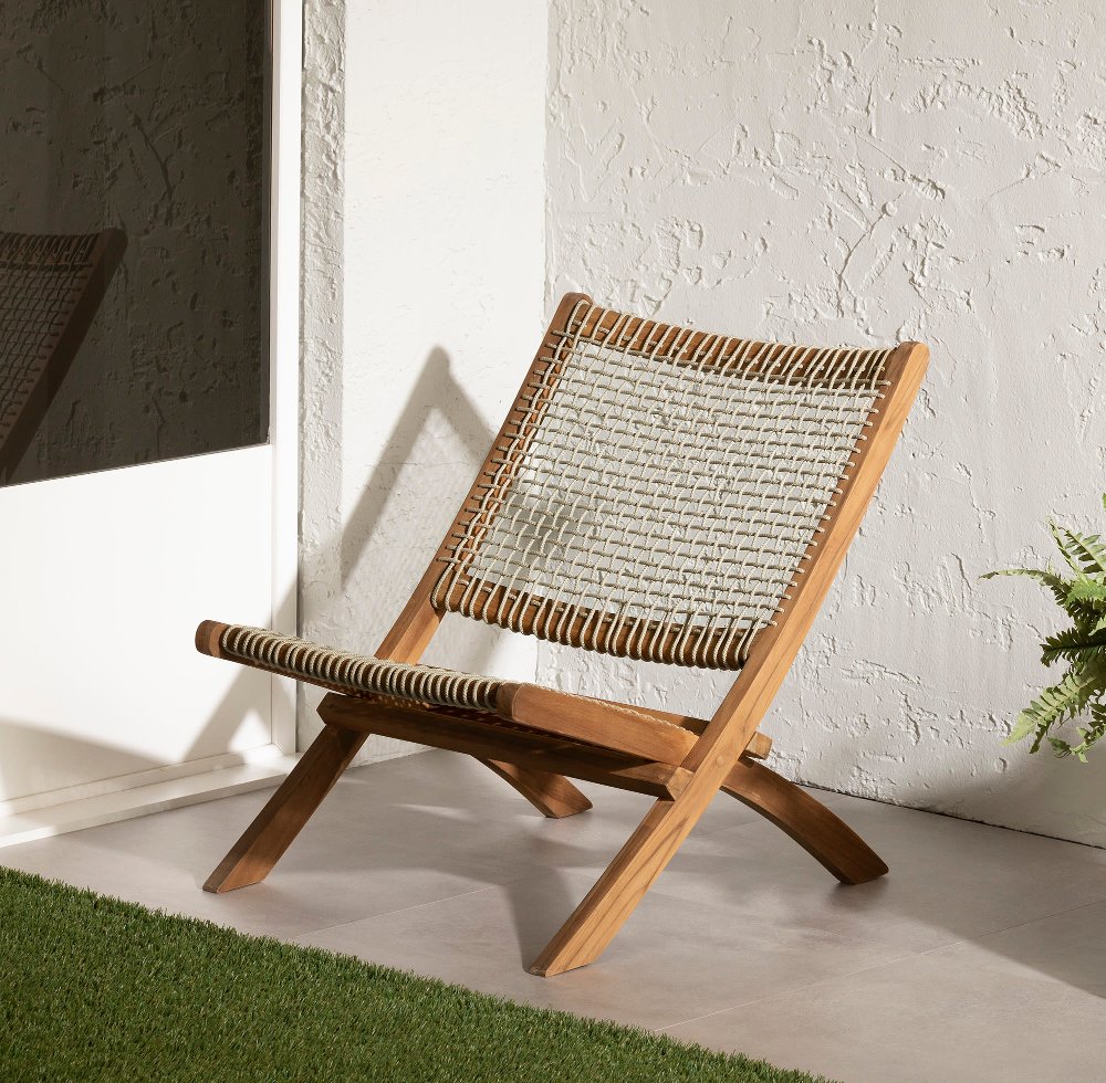 Agave Beige Natural Wood Lounge Chair - South Shore