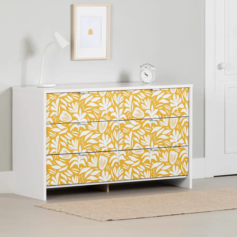 15597 Bloom White and Yellow Dresser-1