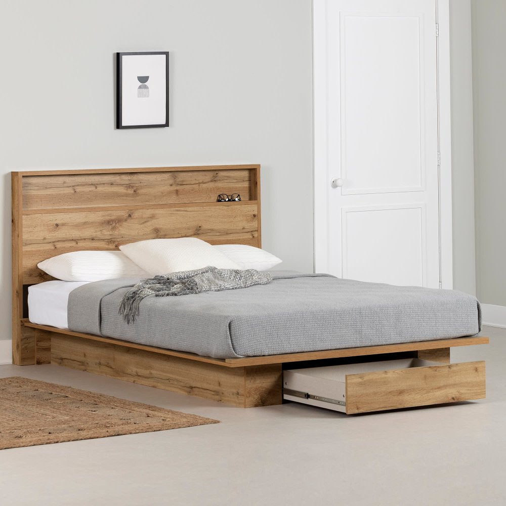 Musano Oak Full/Queen Bed with Headboard