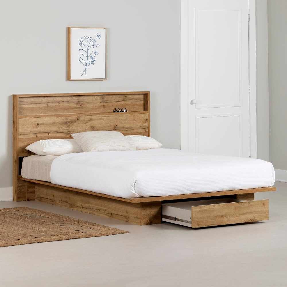 Cavalleri Oak Full-Queen Platform Bed - South Shore