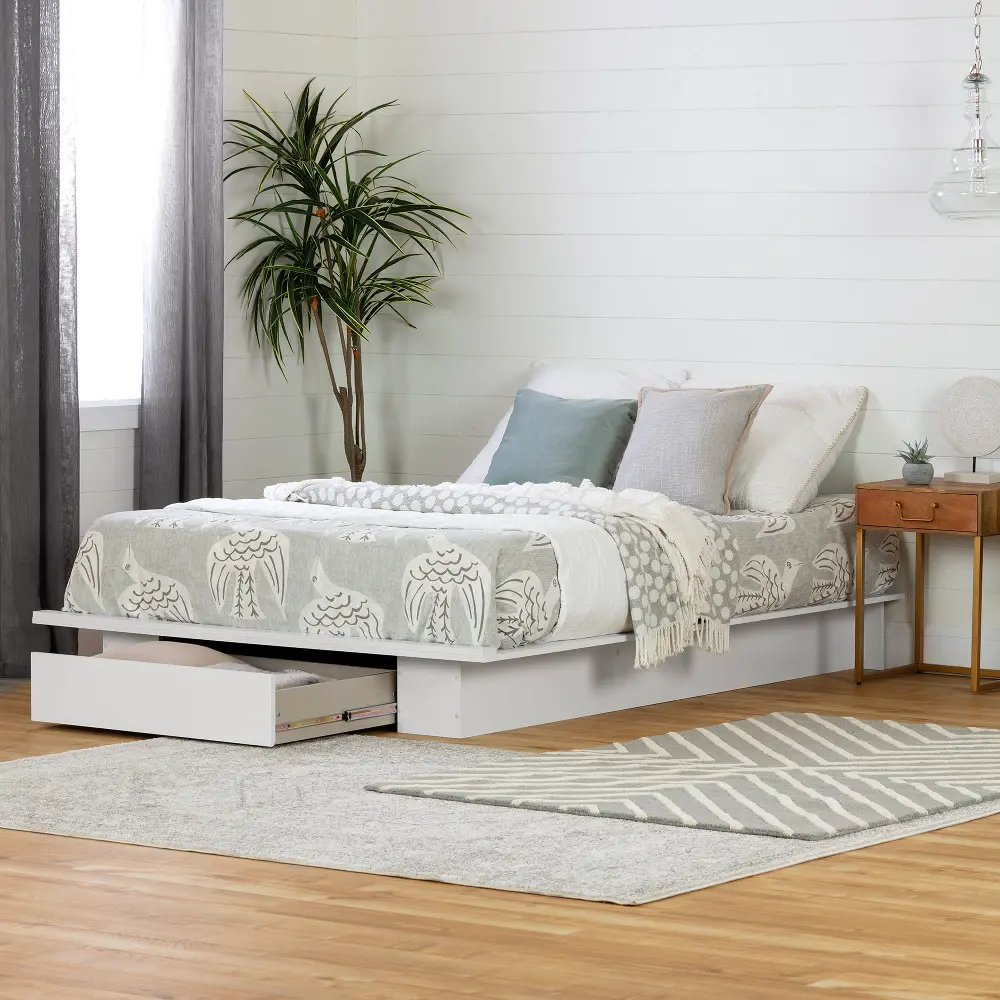 3340215 South Shore Holland Full/Queen Platform Bed with drawer, Pure White-1