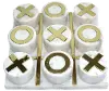 White Marble and Gold Tic-Tac-Toe Game