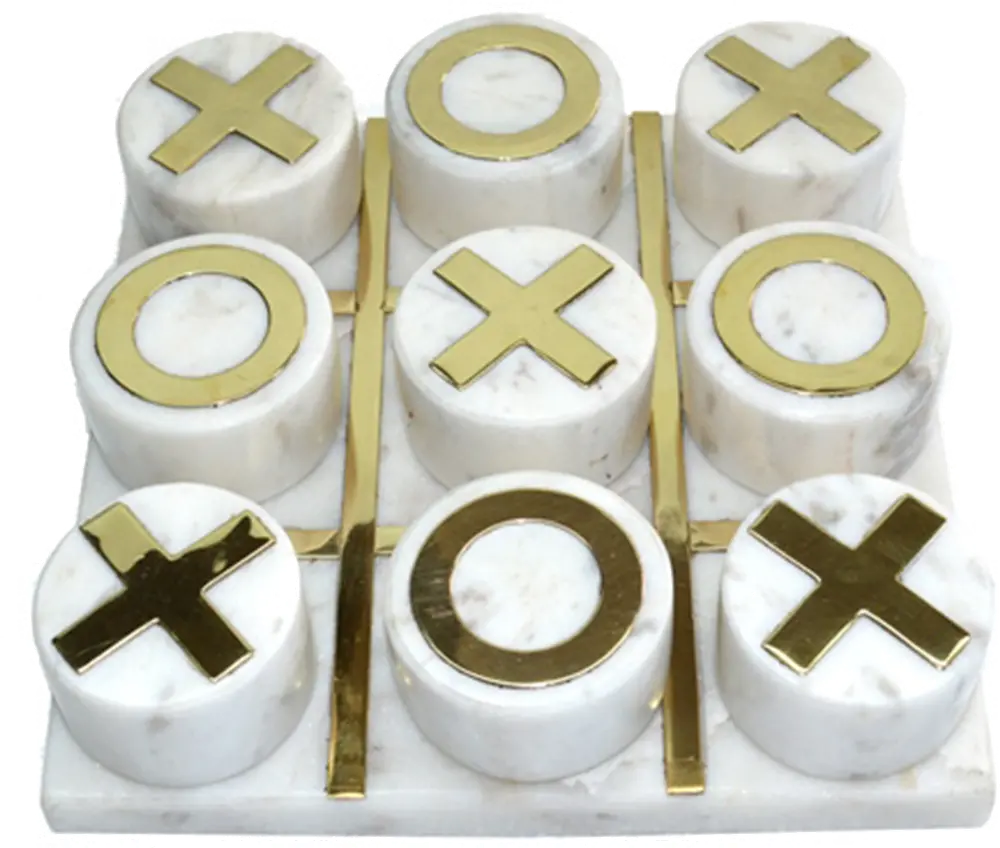 White Marble and Gold Tic-Tac-Toe Game-1