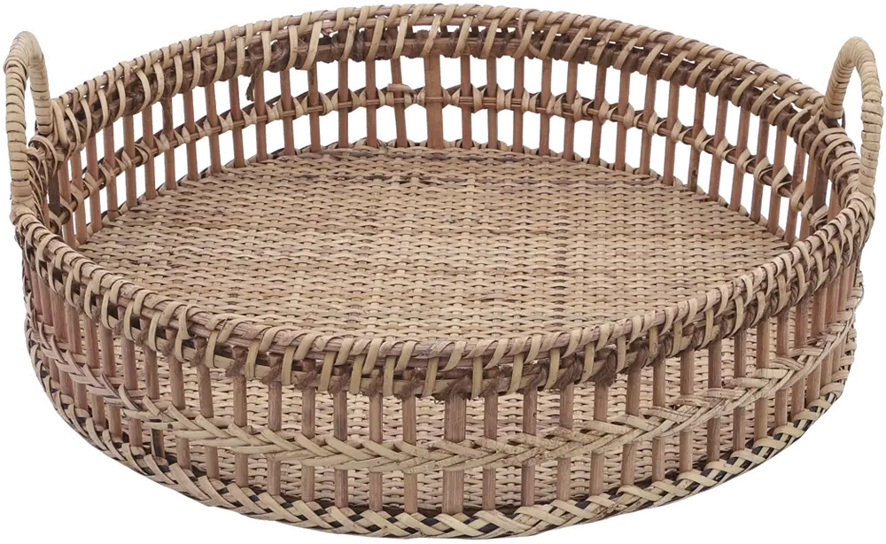 Large 14 Inch Natural Rattan Tray-1