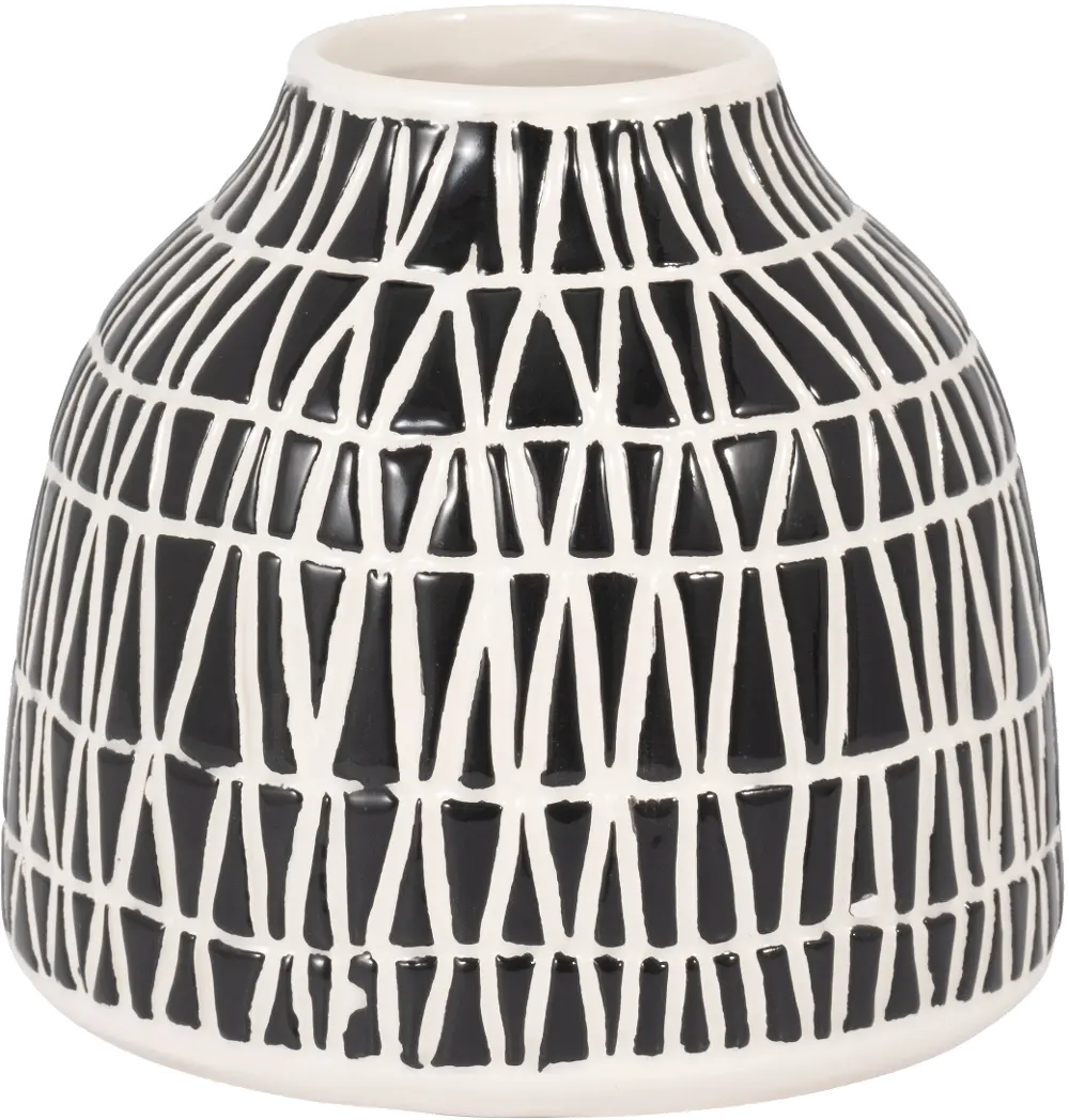 5-Inch Black and White Decorative Tribal Vase-1