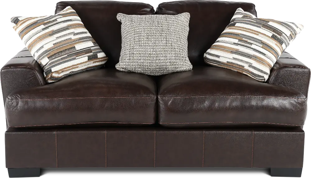 Bodie Chocolate Brown Leather-Match Loveseat-1