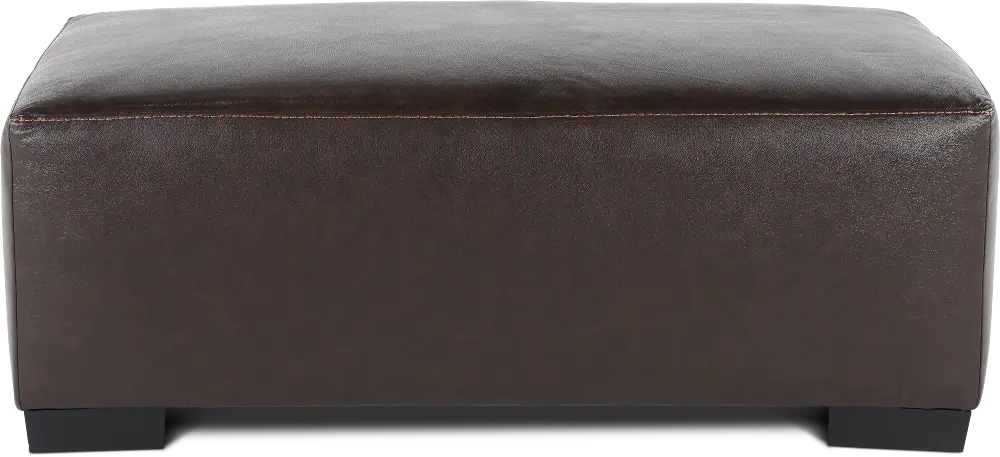 Bodie Chocolate Brown Leather-Match Ottoman-1