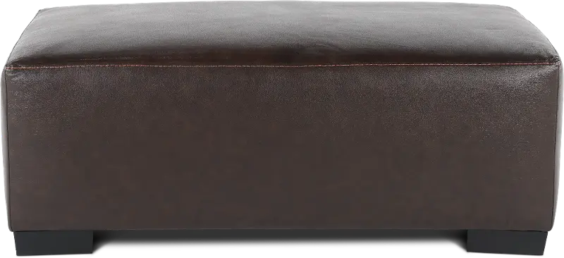 Bodie Chocolate Brown Leather-Match Ottoman