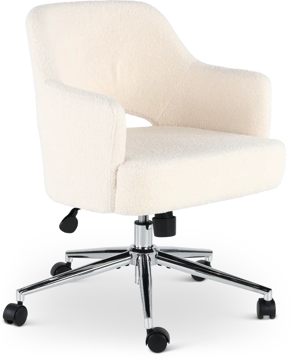 White Boucle Office Chair-1