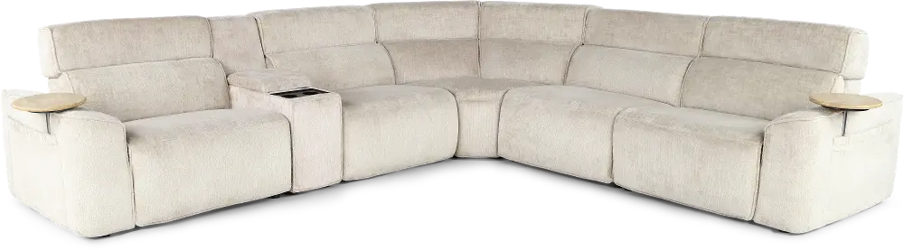 Alora Fossil 6-Piece Power Reclining Sectional with Audio Console-1