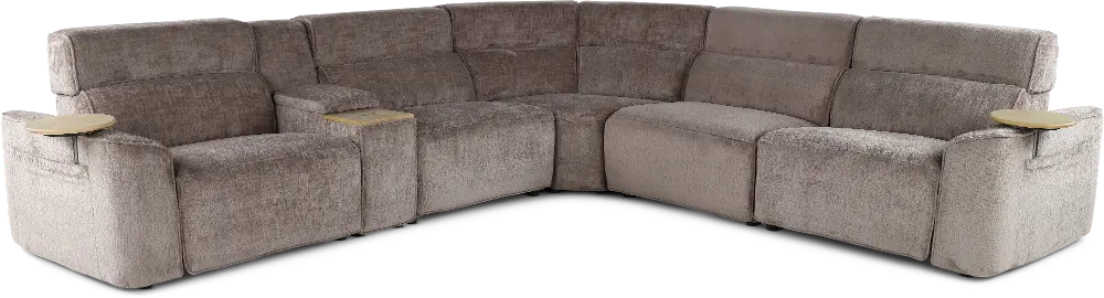 Alora Truffel 6-Piece Power Reclining Sectional with Audio Console-1