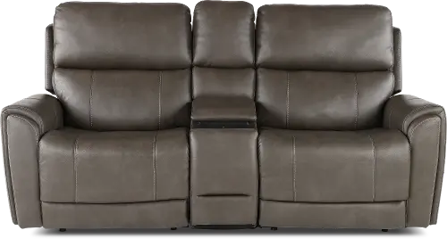 Damon Power Reclining Loveseat with Power Console - Stonewash Gunmetal Damon Power Reclining Loveseat with Power Console - Stonewash Gunmetal