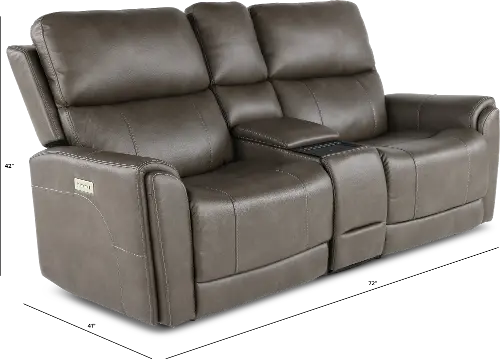 Damon Power Reclining Loveseat with Power Console - Stonewash Gunmetal Damon Power Reclining Loveseat with Power Console - Stonewash Gunmetal
