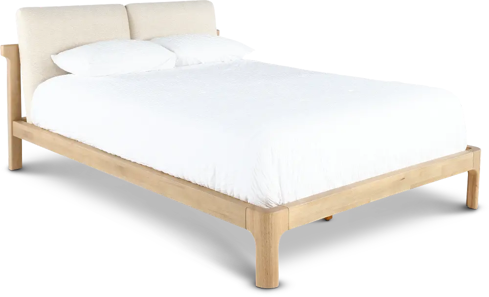 Furano Linen White and Natural Full Platform Bed-1