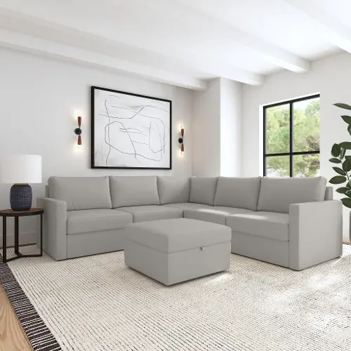 Flex Taupe 5-Seat Modular Sectional with Storage Ottoman Flex Taupe 5-Seat Modular Sectional with Storage Ottoman