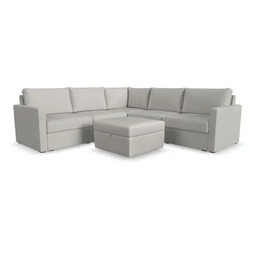 Flex Taupe 5-Seat Modular Sectional with Storage Ottoman
