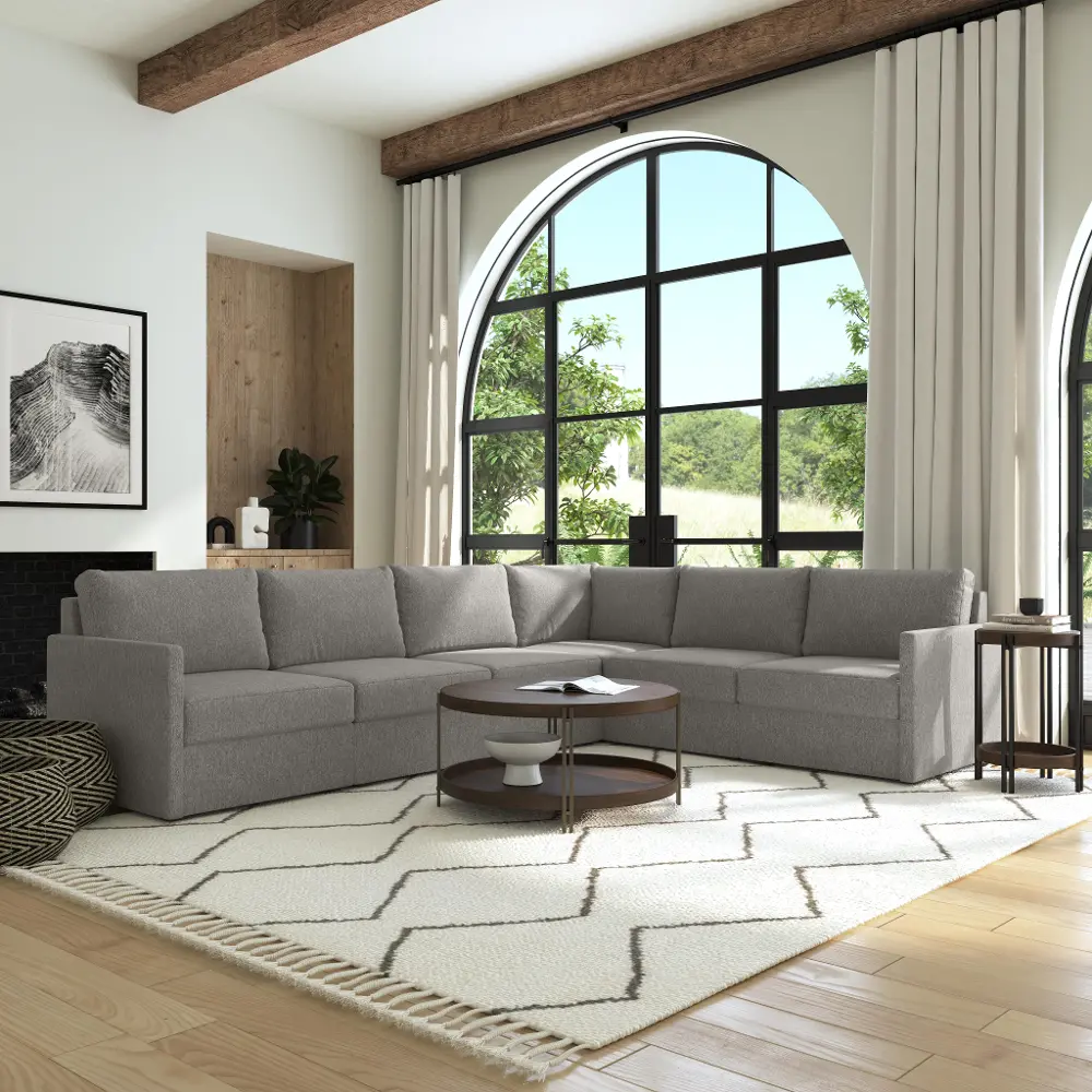 Flex Gray 6-Seat Modular Sectional with Narrow Arm-1