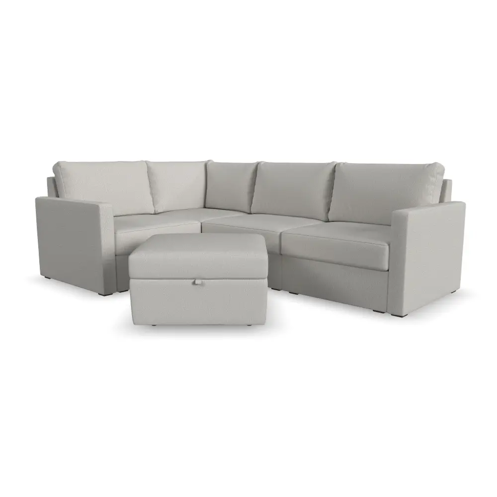 Flex Taupe 4-Seat Modular Sectional with Storage Ottoman-1