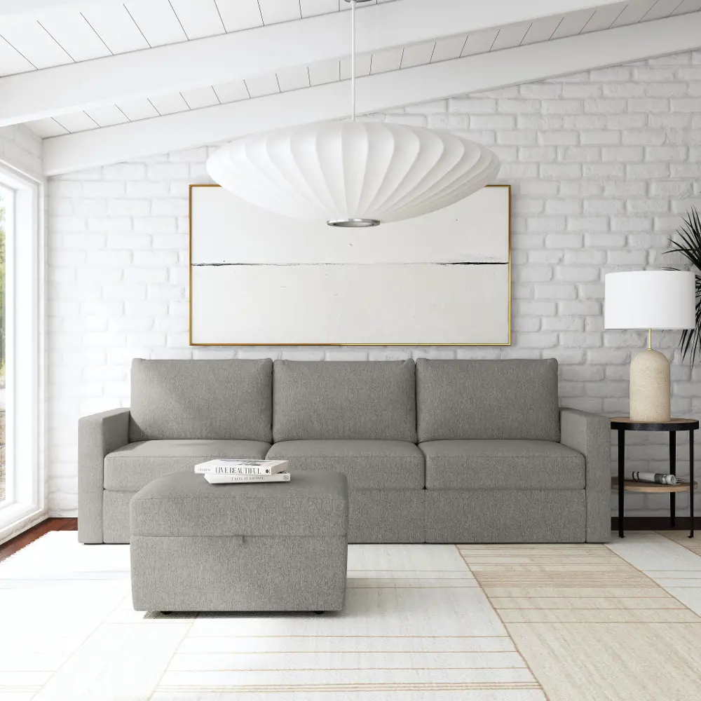 Flex Gray Modular Sofa and Storage Ottoman-1