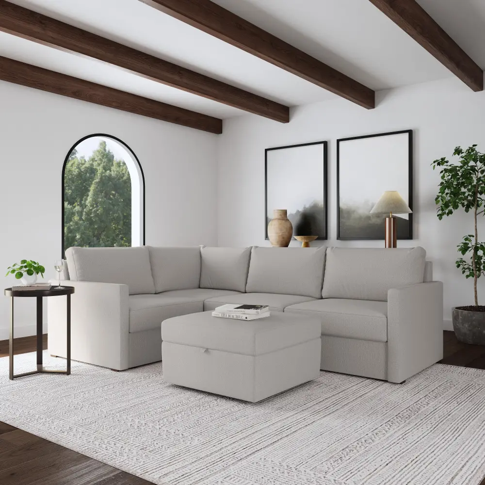 Flex Taupe 4-Seat Modular Sectional and Storage Ottoman-2
