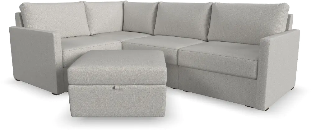 Flex Taupe 4-Seat Modular Sectional with Narrow Arm and Storage Ottoman ...