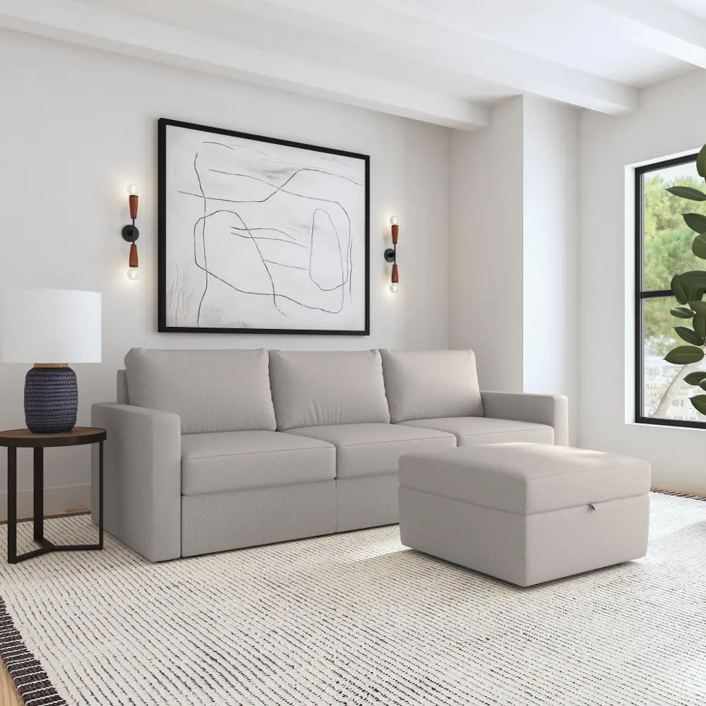 Flex Taupe Modular Sofa and Storage Ottoman-1