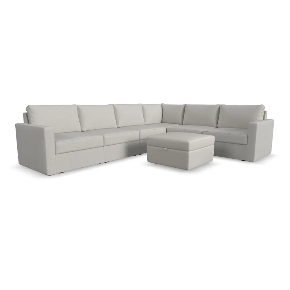 Flex Taupe 6-Seat Modular Sectional and Storage Ottoman-1