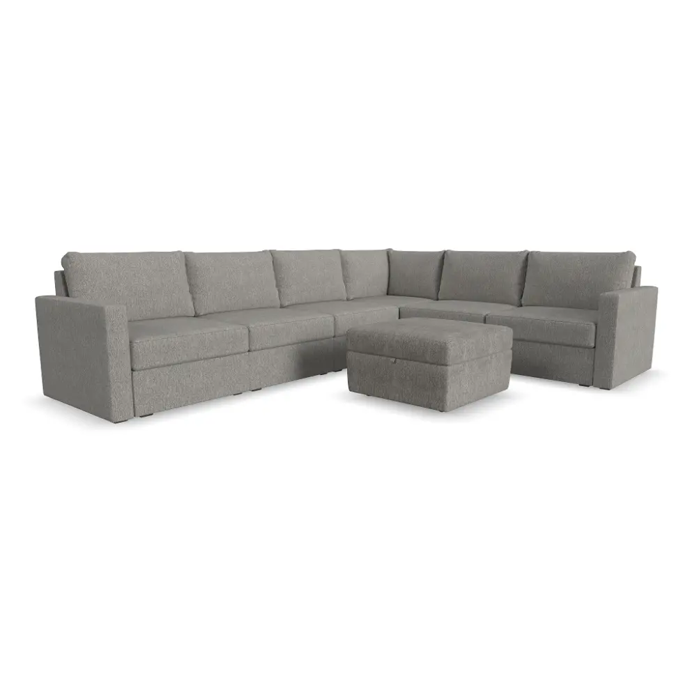 Flex Gray 6-Seat Modular Sectional with Storage Ottoman-1