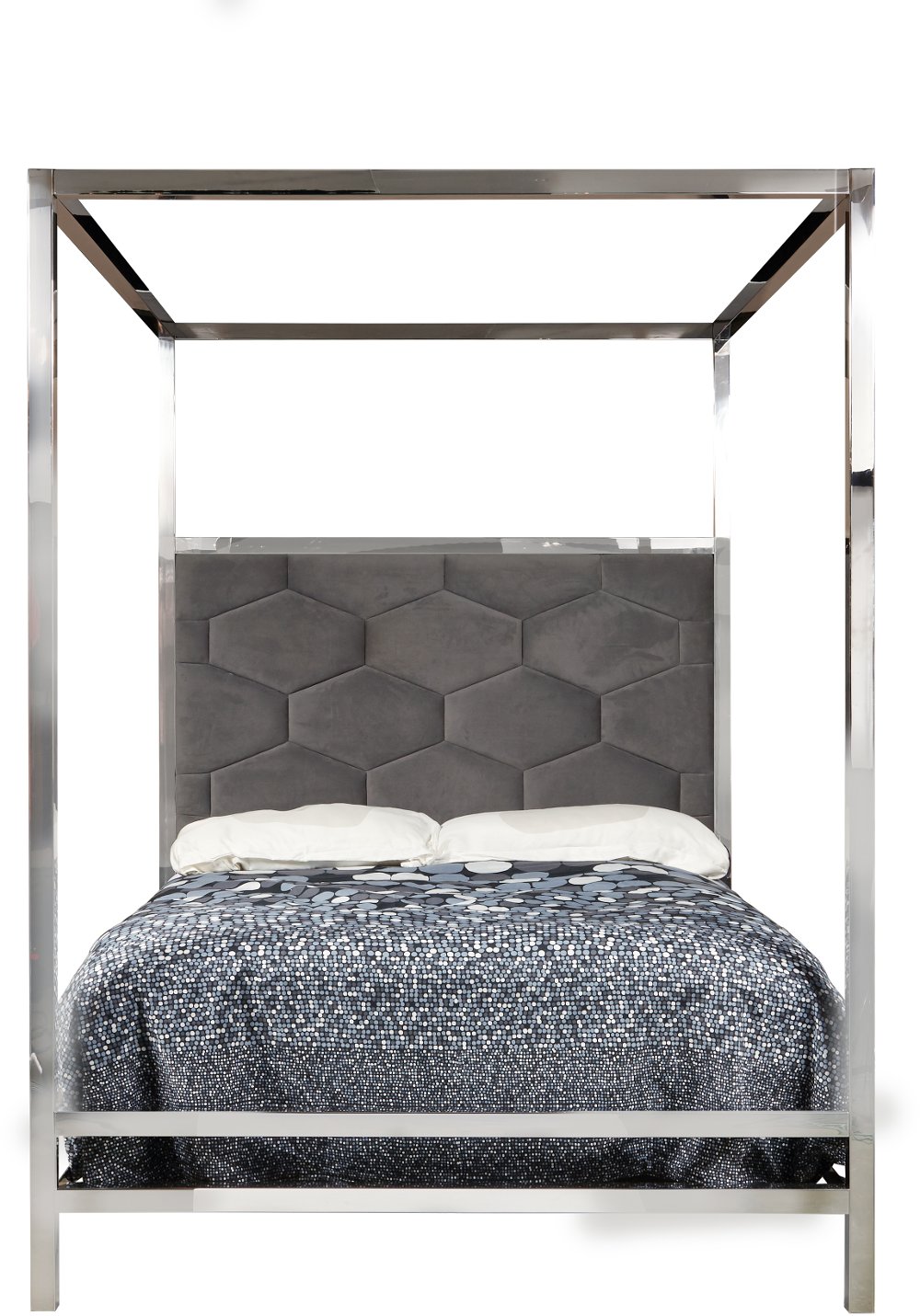 Encore Platinum Silver and Gray Queen Canopy Bed