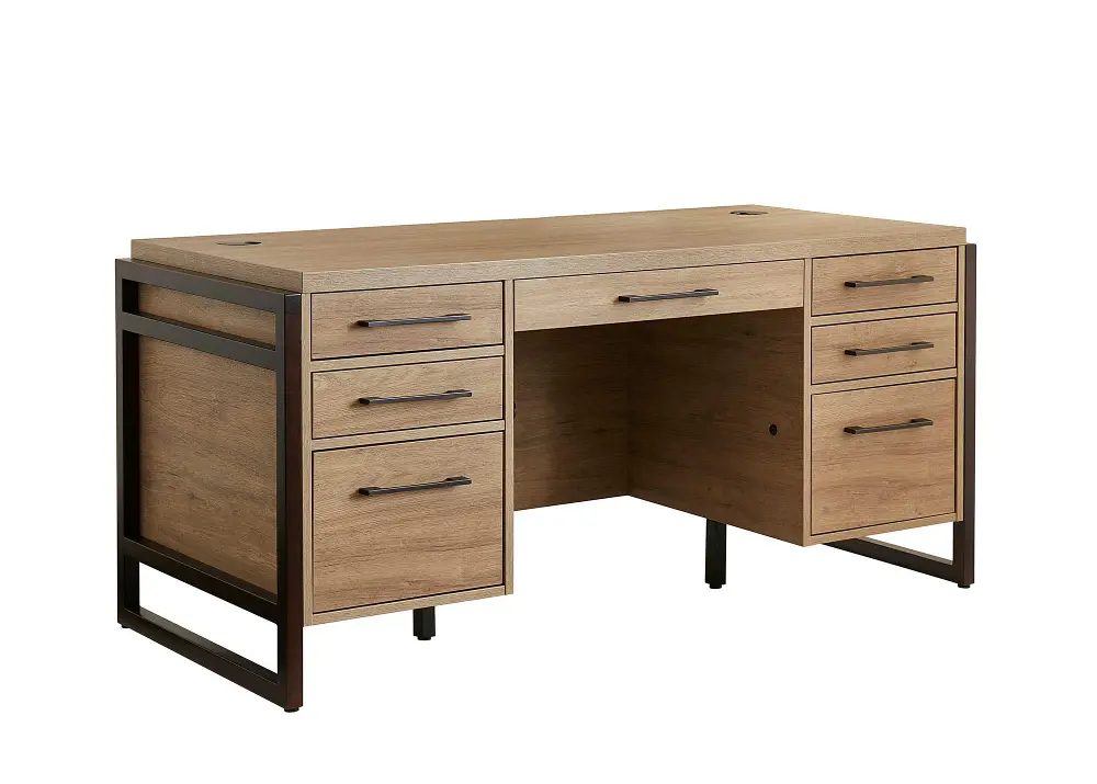 Mason Natural and Black Executive Desk-1
