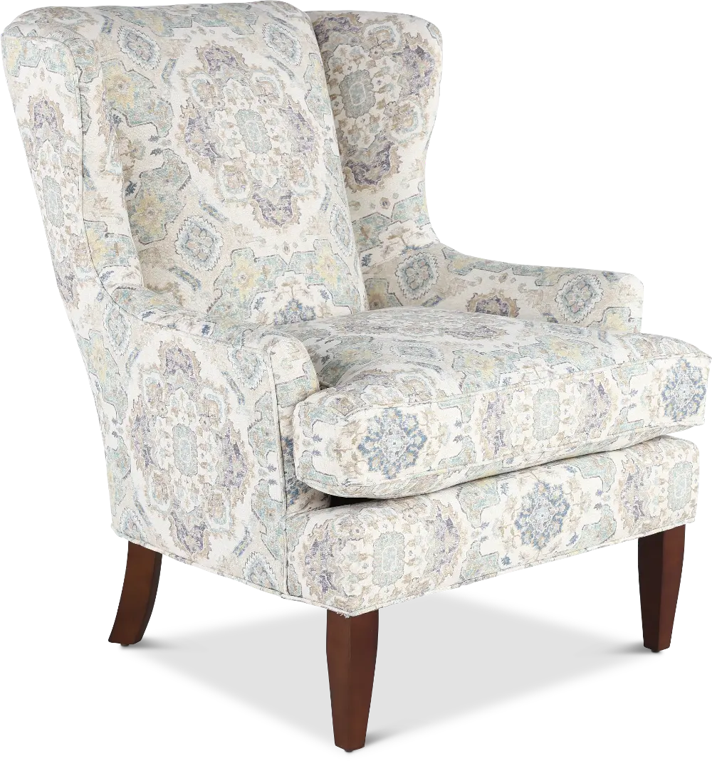 Fargo Off-White, Beige, and Blue Wingback Chair-1