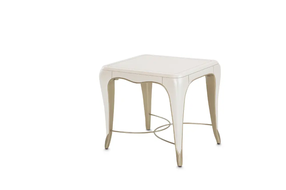 London Place Pearl White End Table-1