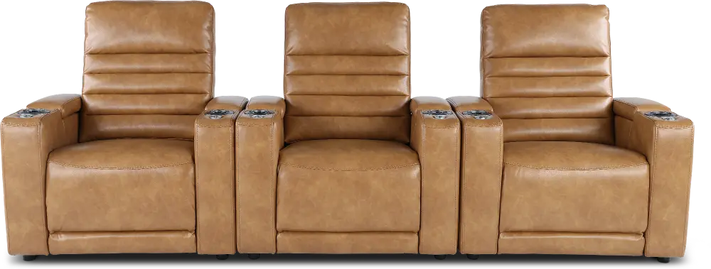 Copley Camel Brown 3-Piece Power Home Theater Seating-1